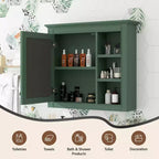 Meuble de salle de bain mural gris de 30x28 pouces avec miroir et 3 étagères ouvertes