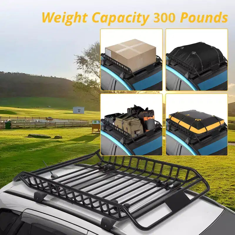 Roof Rack Basket, 63''x43''x6.3'' Heavy Duty Steel Cargo Carrier - 165LBS Load Capacity for SUV, Truck, Cars