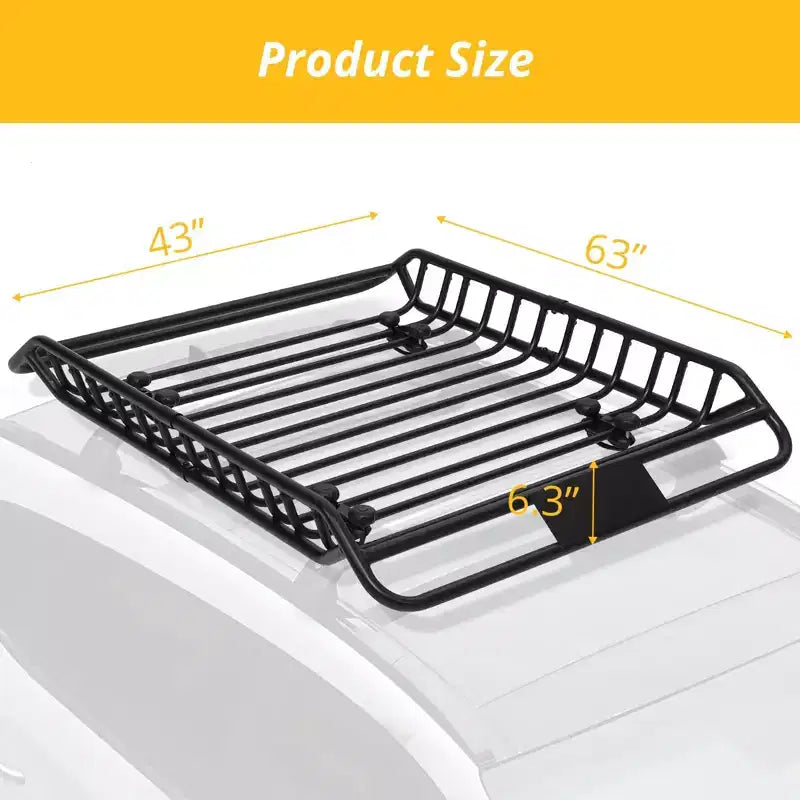 Panier de toit, 160x110x16 cm, porte-bagages en acier robuste - Capacité de charge 75 kg pour SUV, camion, voitures