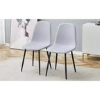 MAYEERTY Lot de 6 chaises de salle à manger confortables en lin et coton Gris clair avec dossier intégré Style moderne