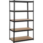 Acekool 5-Tier Heavy Duty Garage Storage Shelves, Adjustable Metal Utility Rack, Load Capacity 3850 lbs, 48 L x 18 W x 73 H, Black
