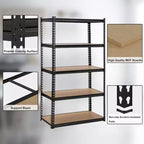 Acekool Étagères de Rangement pour Garage 5 Niveaux Robustes, Étagère Métallique Réglable, Capacité de Charge 1750 kg, 122 x 46 x 185 cm, Noir