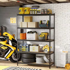 Acekool Étagères de Rangement pour Garage 5 Niveaux Robustes, Étagère Métallique Réglable, Capacité de Charge 1750 kg, 122 x 46 x 185 cm, Noir