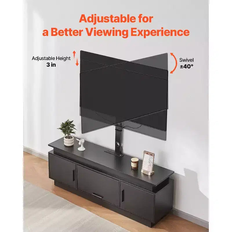 Meuble TV VEVOR 60 po avec support pour téléviseurs jusqu'à 75 po, centre de divertissement avec prise de courant, hauteur réglable, noir