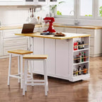 CLIHOME 53 Grand îlot de cuisine avec abattant, support de rangement interne de porte, chariot de cuisine roulant sur 5 roulettes avec 5 étagères latérales ouvertes