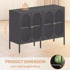 Okak Buffet Cabinet with Storage, Tall Sideboard with Glass Doors & Adjustable Shelves, Pantry Cabinet Cupboard for Kitchen Dining Room
