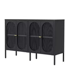 Okak Buffet Cabinet with Storage, Tall Sideboard with Glass Doors & Adjustable Shelves, Pantry Cabinet Cupboard for Kitchen Dining Room