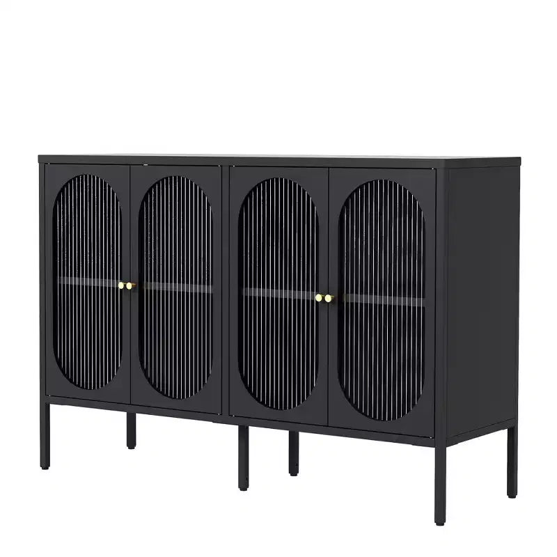 Okak Buffet Cabinet with Storage, Tall Sideboard with Glass Doors & Adjustable Shelves, Pantry Cabinet Cupboard for Kitchen Dining Room