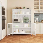 Okak Buffet Cabinet with Storage, Tall Sideboard with Glass Doors & Adjustable Shelves, Pantry Cabinet Cupboard for Kitchen Dining Room