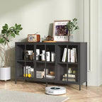 Okak Buffet Cabinet with Storage, Tall Sideboard with Glass Doors & Adjustable Shelves, Pantry Cabinet Cupboard for Kitchen Dining Room