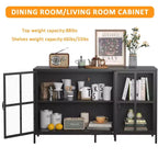 Okak Buffet Cabinet with Storage, Tall Sideboard with Glass Doors & Adjustable Shelves, Pantry Cabinet Cupboard for Kitchen Dining Room