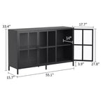 Okak Buffet Cabinet with Storage, Tall Sideboard with Glass Doors & Adjustable Shelves, Pantry Cabinet Cupboard for Kitchen Dining Room