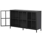 Okak Buffet Cabinet with Storage, Tall Sideboard with Glass Doors & Adjustable Shelves, Pantry Cabinet Cupboard for Kitchen Dining Room