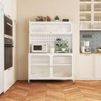 Okak Buffet Cabinet with Storage, Tall Sideboard with Glass Doors & Adjustable Shelves, Pantry Cabinet Cupboard for Kitchen Dining Room