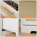 Commode en rotin à 10 tiroirs 152 x 41 x 81 cm Meuble TV en bois Grand plateau Poignées élégantes pour chambre, salon, couloir