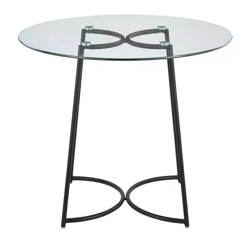 Table à manger ronde Okak Table de cuisine Table de salle à manger moderne avec plateau en verre transparent pour salle à manger