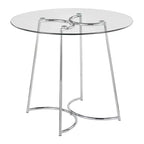 Table à manger ronde Okak Table de cuisine Table de salle à manger moderne avec plateau en verre transparent pour salle à manger