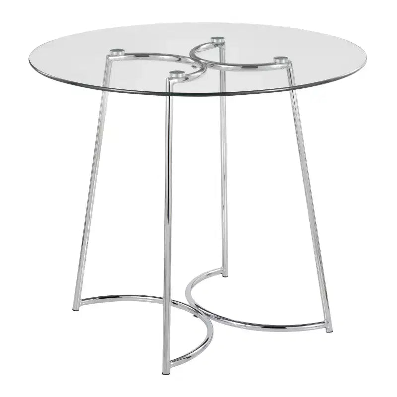 Table à manger ronde Okak Table de cuisine Table de salle à manger moderne avec plateau en verre transparent pour salle à manger