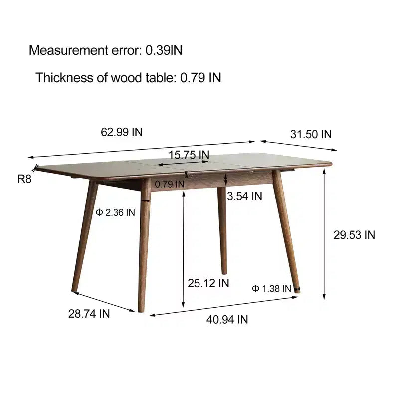 Table de salle à manger en bois moderne et minimaliste Okak pour cuisine et salle à manger