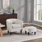 Fauteuil en velours avec pouf, fauteuil barillet moderne pour salon, chambre à coucher