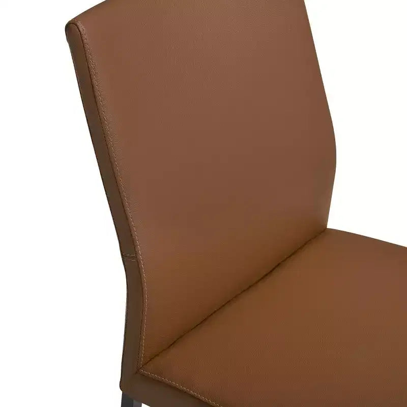 Armen Living,Upholstered Dining Chair in Brown Faux Leather with Black- Set of 2