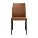 Armen Living,Upholstered Dining Chair in Brown Faux Leather with Black- Set of 2