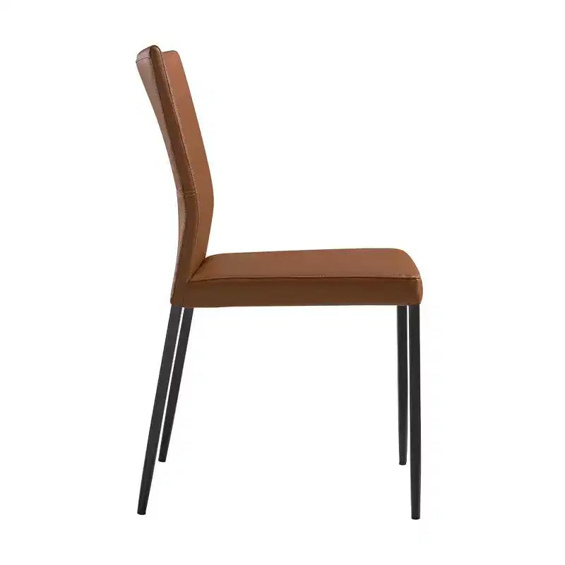 Armen Living,Upholstered Dining Chair in Brown Faux Leather with Black- Set of 2