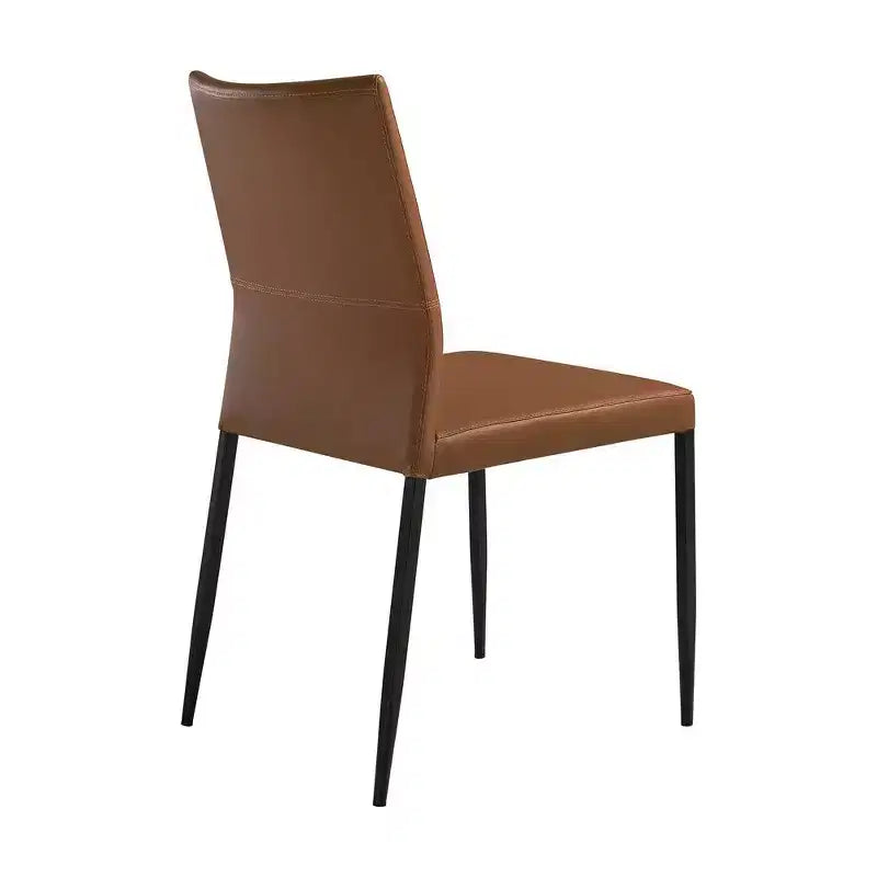 Armen Living,Upholstered Dining Chair in Brown Faux Leather with Black- Set of 2