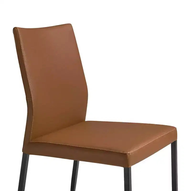 Armen Living,Upholstered Dining Chair in Brown Faux Leather with Black- Set of 2
