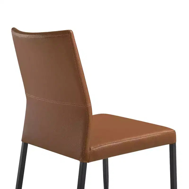 Armen Living,Upholstered Dining Chair in Brown Faux Leather with Black- Set of 2
