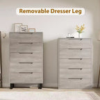 Commode 5 tiroirs pour chambre à coucher, commode haute de 130 cm, armoire à tiroirs verticale autoportante avec rangement, commode de rangement en bois pour salon, couloir