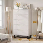 Commode 5 tiroirs pour chambre à coucher, commode haute de 130 cm, armoire à tiroirs verticale autoportante avec rangement, commode de rangement en bois pour salon, couloir