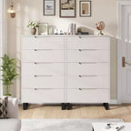 Commode 5 tiroirs pour chambre à coucher, commode haute de 130 cm, armoire à tiroirs verticale autoportante avec rangement, commode de rangement en bois pour salon, couloir
