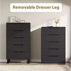 Commode 5 tiroirs pour chambre à coucher, commode haute de 130 cm, armoire à tiroirs verticale autoportante avec rangement, commode de rangement en bois pour salon, couloir