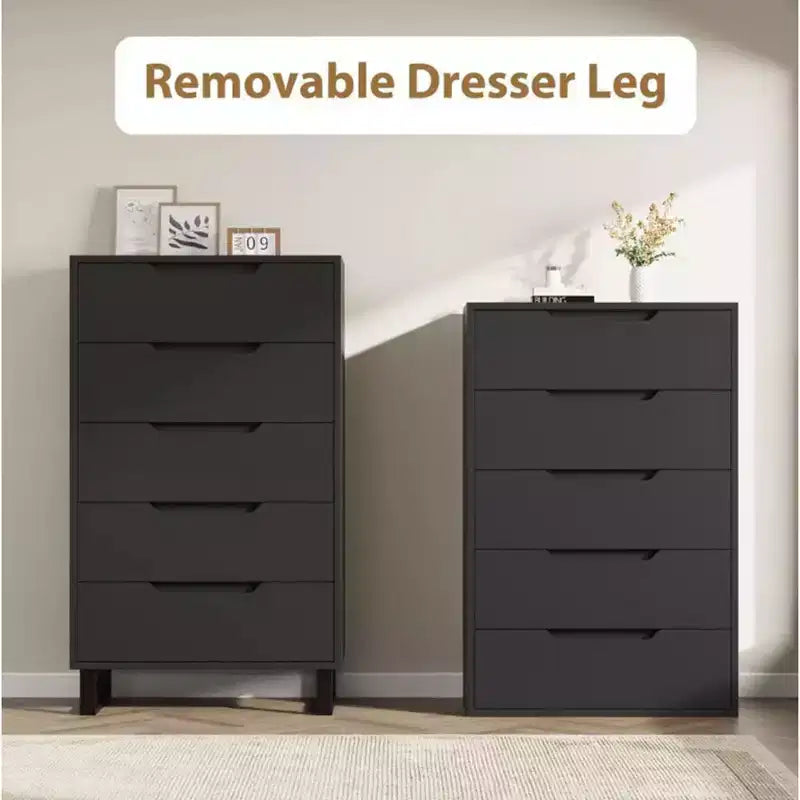Commode 5 tiroirs pour chambre à coucher, commode haute de 130 cm, armoire à tiroirs verticale autoportante avec rangement, commode de rangement en bois pour salon, couloir