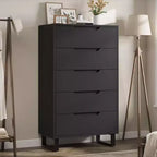 5 Dresser for Bedroom, 51 Tall Dresser, Freestanding Vertical Drawer Cabinet with Storage, Wooden Closet Storage Chest for Living Room, Hallway