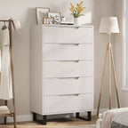 Commode 5 tiroirs pour chambre à coucher, commode haute de 130 cm, armoire à tiroirs verticale autoportante avec rangement, commode de rangement en bois pour salon, couloir