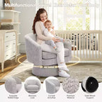 Fauteuil pivotant, fauteuil de lecture pivotant en chenille à 360°, fauteuil de salon moderne avec espace de rangement pour salon et chambre à coucher
