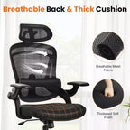 Chaise de bureau Bestier avec support lombaire et appui-tête réglables, chaise d'ordinateur en maille confortable avec accoudoirs relevables souples, chaise de jeu à hauteur réglable