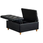 Table basse pouf de rangement en cuir avec plateau relevable, banc pouf capitonné en similicuir pour chambre à coucher et salon