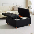 Leather Storage Ottoman Coffee Table with Lift Top, Faux Leather Tufted Upholstered Ottoman Bench for Bedroom Living Room