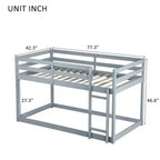 Lit superposé Okak Twin Over Twin au sol avec échelle et lattes renforcées, cadre de lit moderne en bois d'hévéa pour chambre d'enfants, chambre à coucher