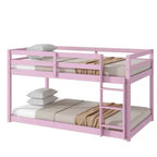 Lit superposé Okak Twin Over Twin au sol avec échelle et lattes renforcées, cadre de lit moderne en bois d'hévéa pour chambre d'enfants, chambre à coucher