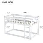 Lit superposé Okak Twin Over Twin au sol avec échelle et lattes renforcées, cadre de lit moderne en bois d'hévéa pour chambre d'enfants, chambre à coucher