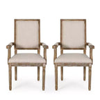 Chaises de salle à manger en bois rembourrées en tissu GDFStudio Ashlyn French Country (lot de 2)