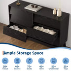 Commode en bois cannelé COZONY à 6 tiroirs, table de chevet et coffre de rangement modernes pour chambre à coucher et salon