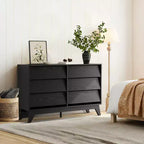 Commode en bois cannelé COZONY à 6 tiroirs, table de chevet et coffre de rangement modernes pour chambre à coucher et salon