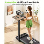 Akluer Walking Pad Treadmill with Adjustable Desk, 2.5HP Compact Under Desk Treadmill with Remote, Foldable Quiet Treadmill for Home Office