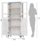 Meuble de rangement haut GustoWave de 180 cm, Armoire de cuisine/garde-manger 5 niveaux avec 4 portes et étagères réglables pour cuisine, salle à manger, salle de bain
