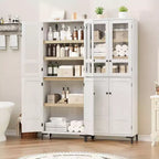 Meuble de rangement haut GustoWave de 180 cm, Armoire de cuisine/garde-manger 5 niveaux avec 4 portes et étagères réglables pour cuisine, salle à manger, salle de bain